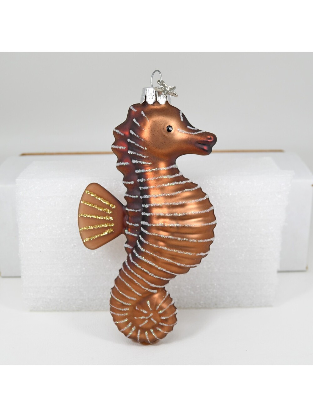 Seahorse Blown Glass Christmas Ornament Coastal Beach House Decor MidWest CBK 5"